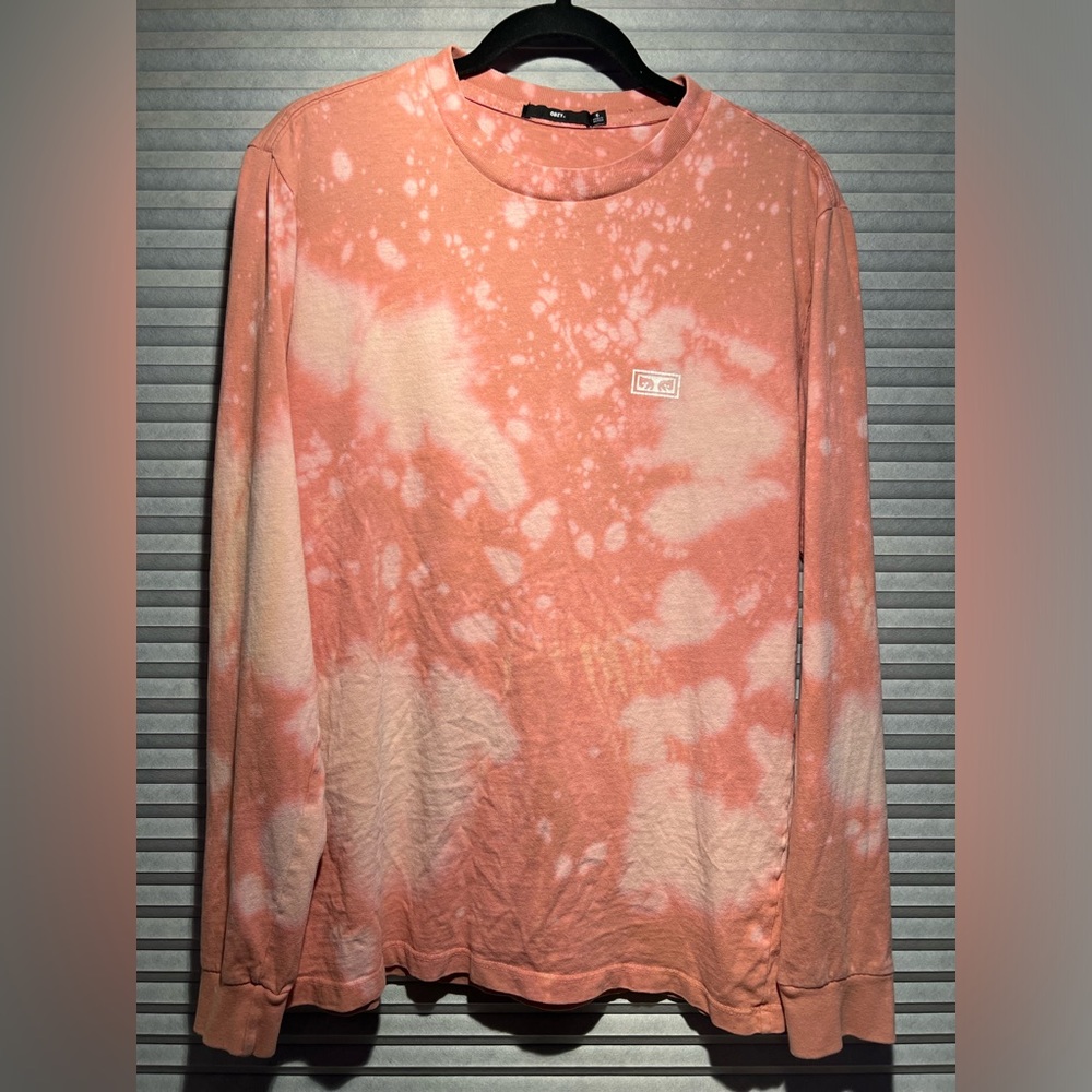 Obey long sleeve t-shirt Size small Orange/peach tie-dye Vintage stitch